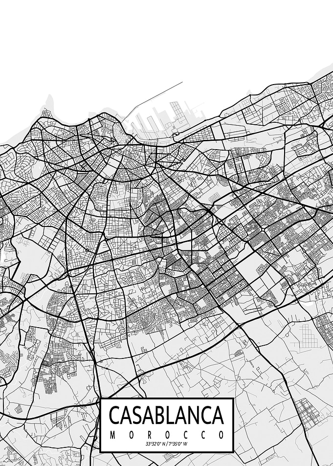 Casablanca City Map Light