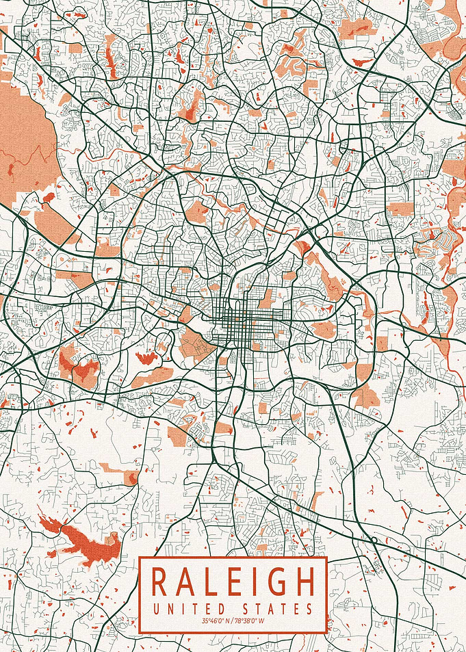 Raleigh City Map Bohemian