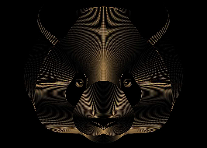 Golden Panda Animal Art