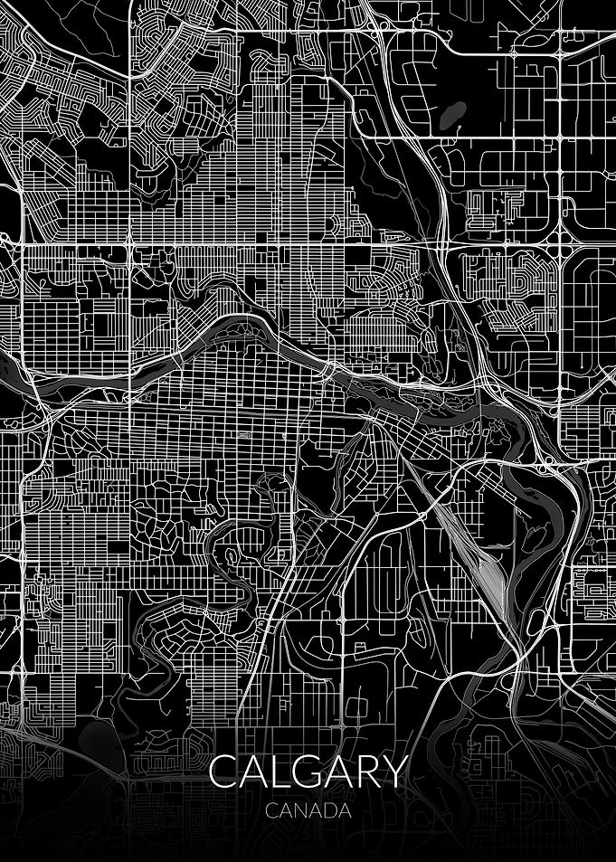 Calgary Map Black