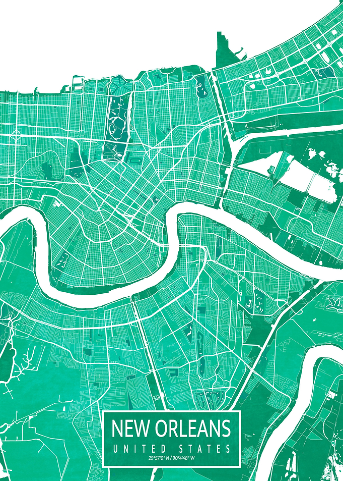 New Orleans Map Watercolor