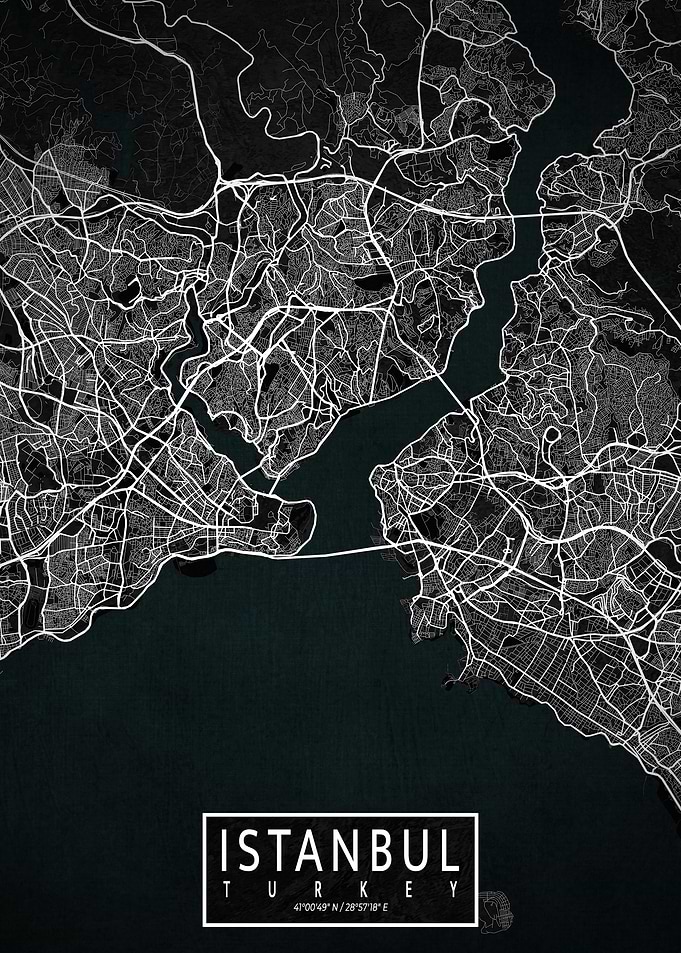 Istanbul City Map Dark