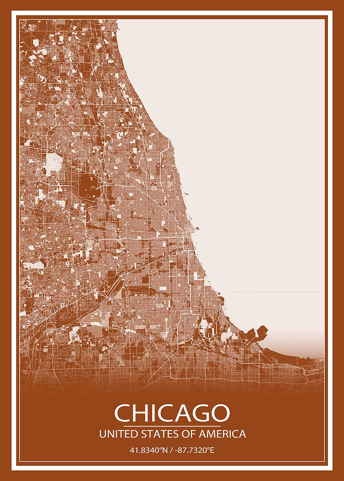 Chicago Brown White Map