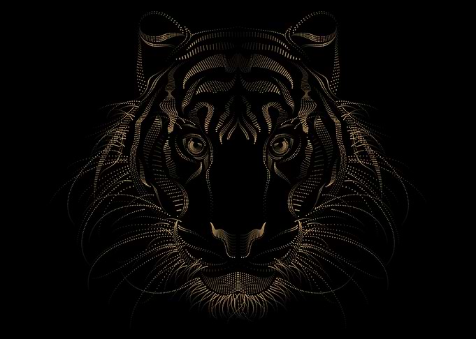 Golden Tiger Animal Art