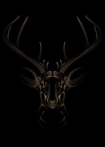Golden Stag Animal Art