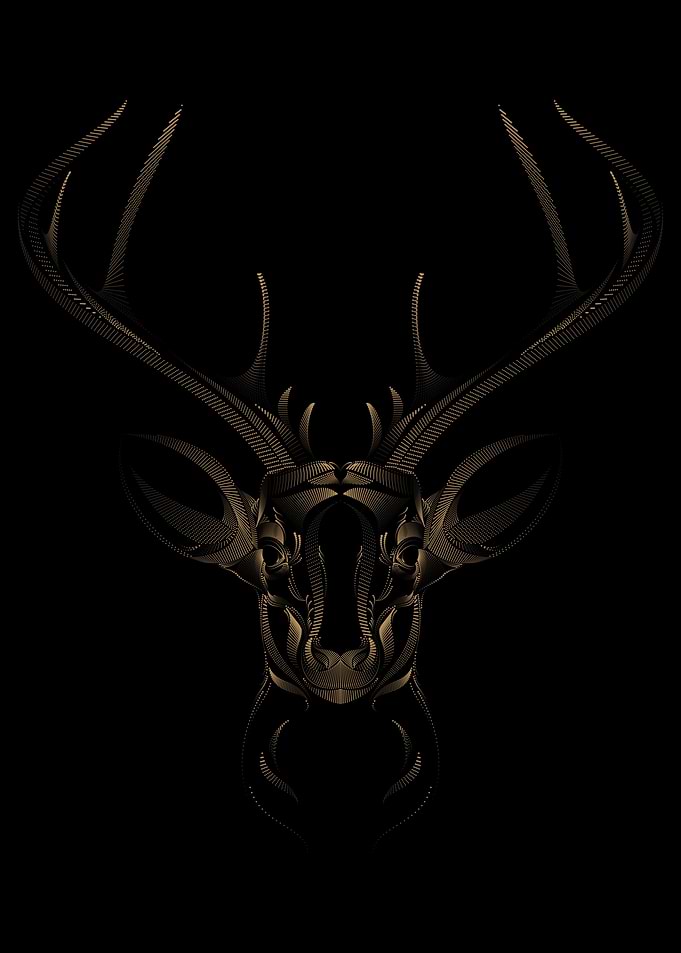 Golden Stag Animal Art