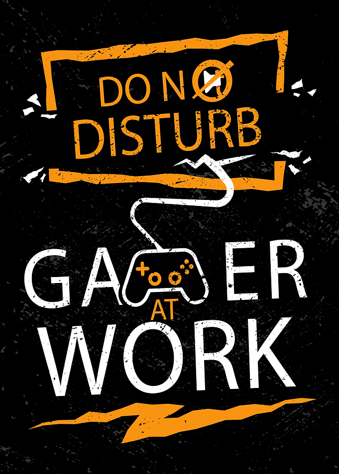 Gamer at work gaming