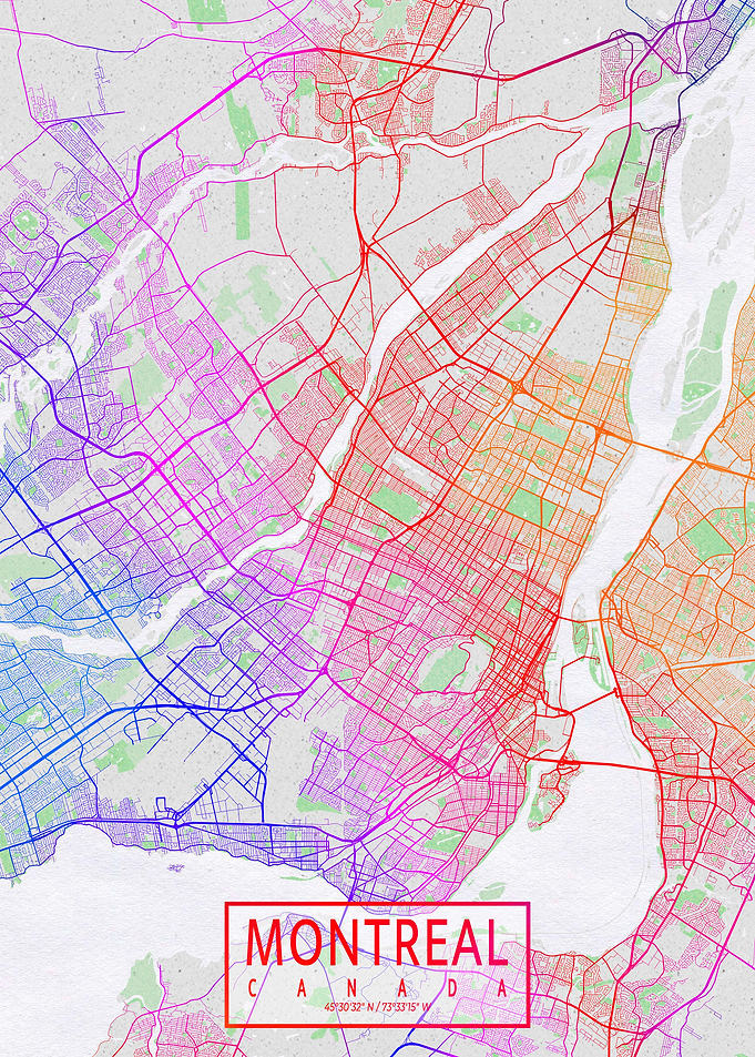 Montreal Map Colorful