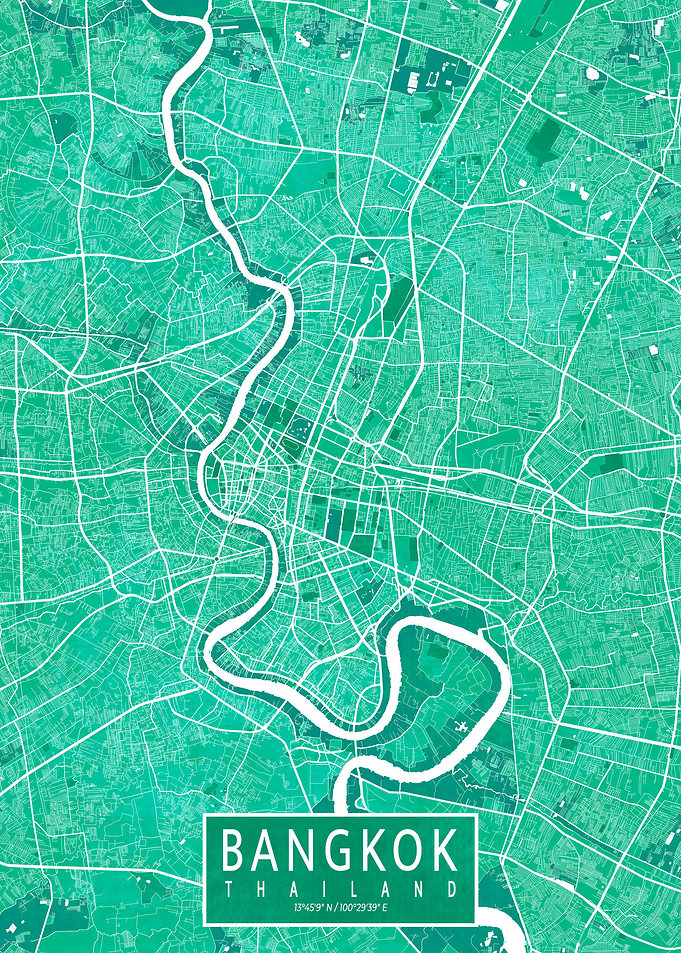 Bangkok Map Watercolor