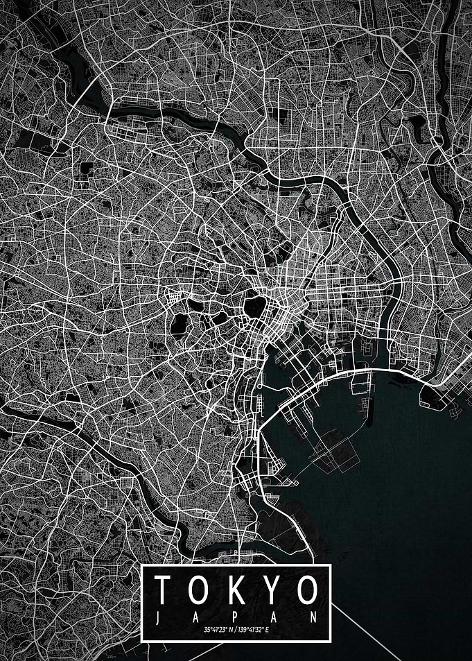 Tokyo City Map Dark