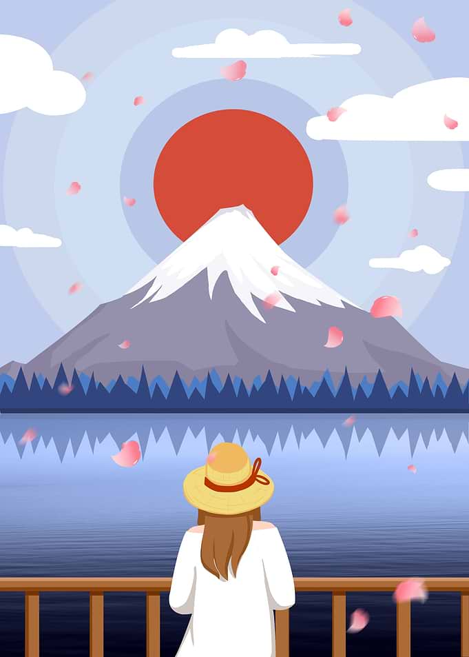 Cherry blossoms mount Fuji