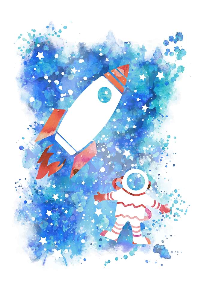 Rocket and astronaut