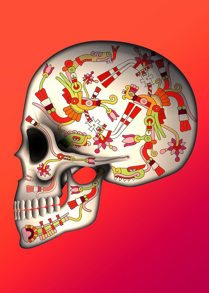 Aztec pattern Skull