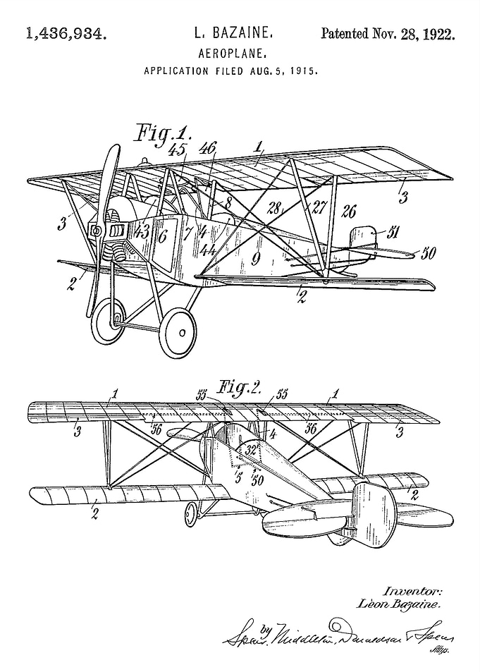 Aeroplane 1922 patent