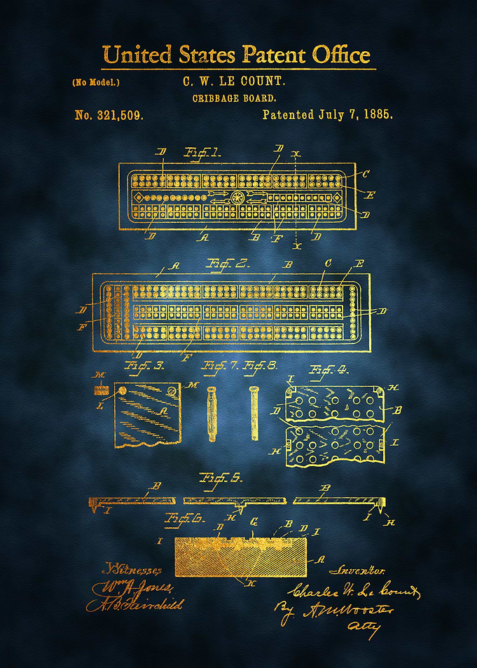 13 Cribbage Board Patent
