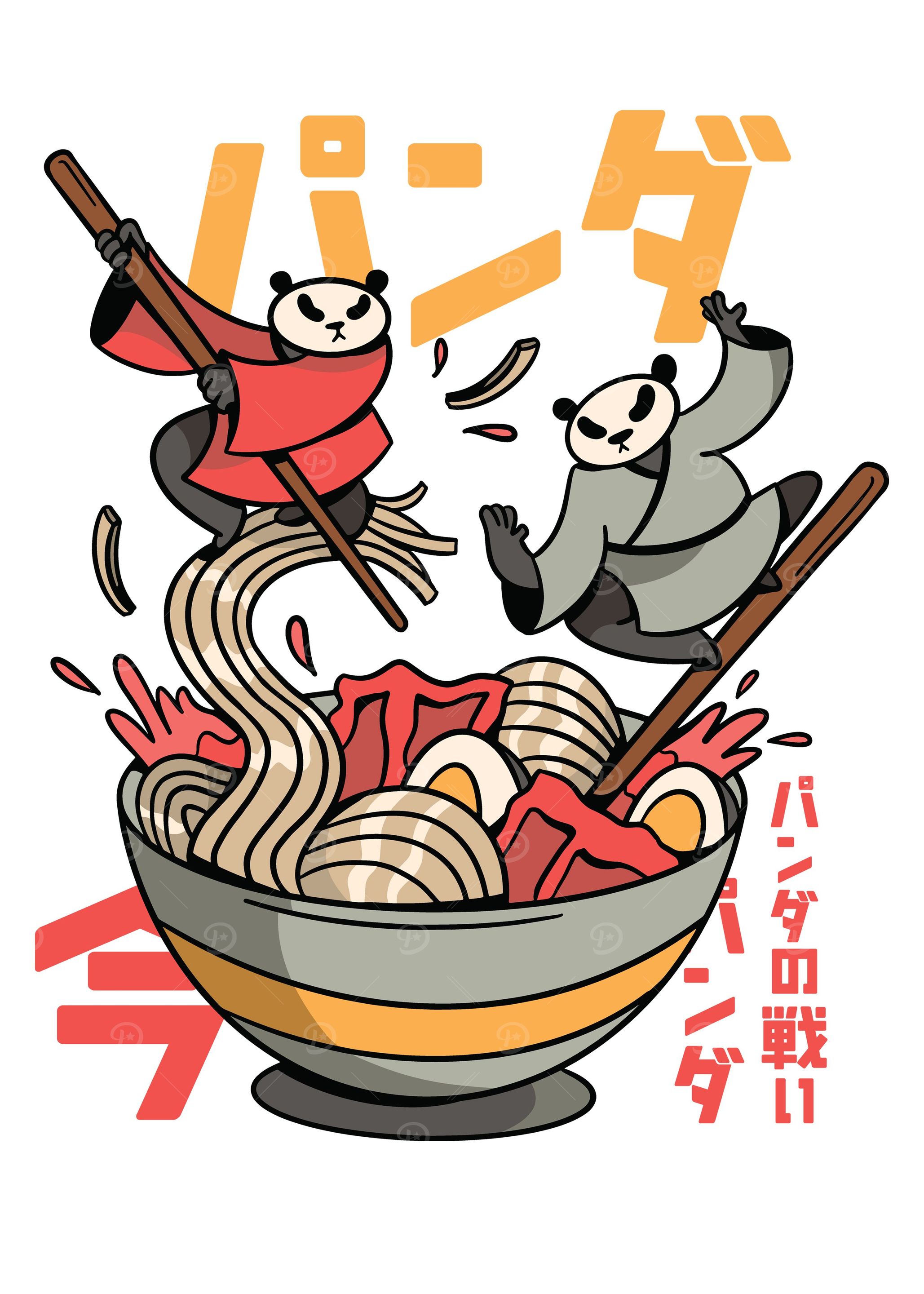 Pandas fight in Ramen Soup