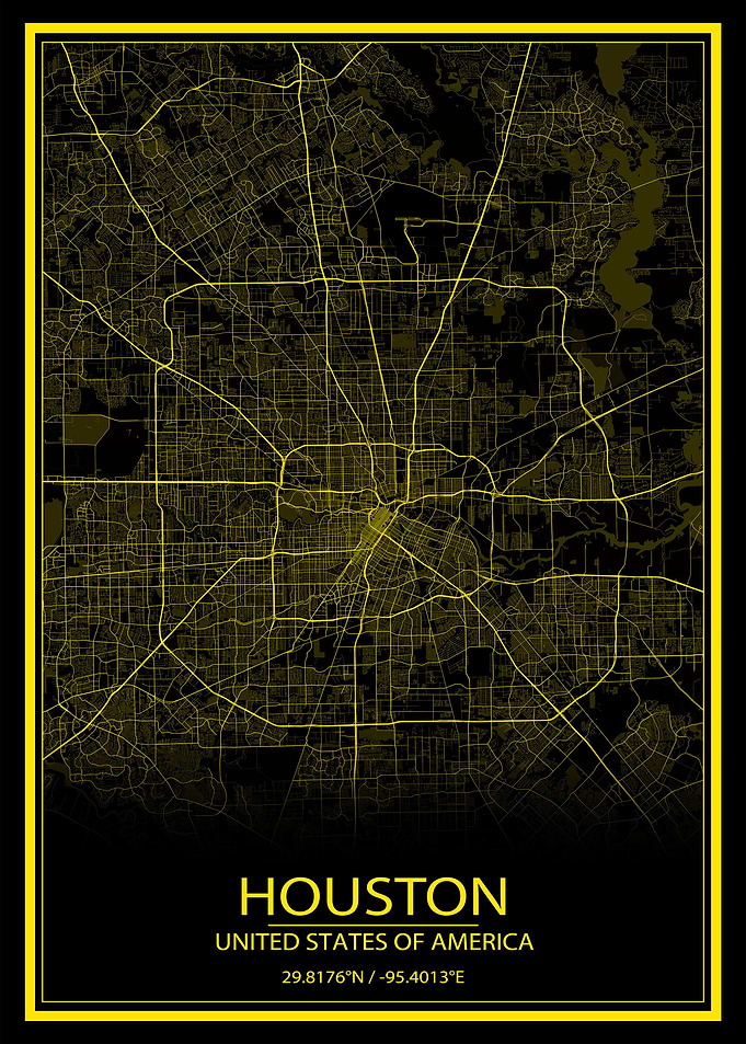 Houston Black Yellow Map