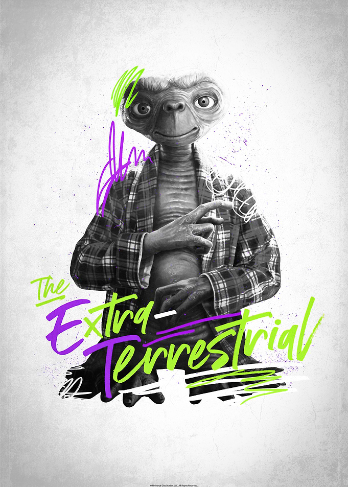 E.T. black and white