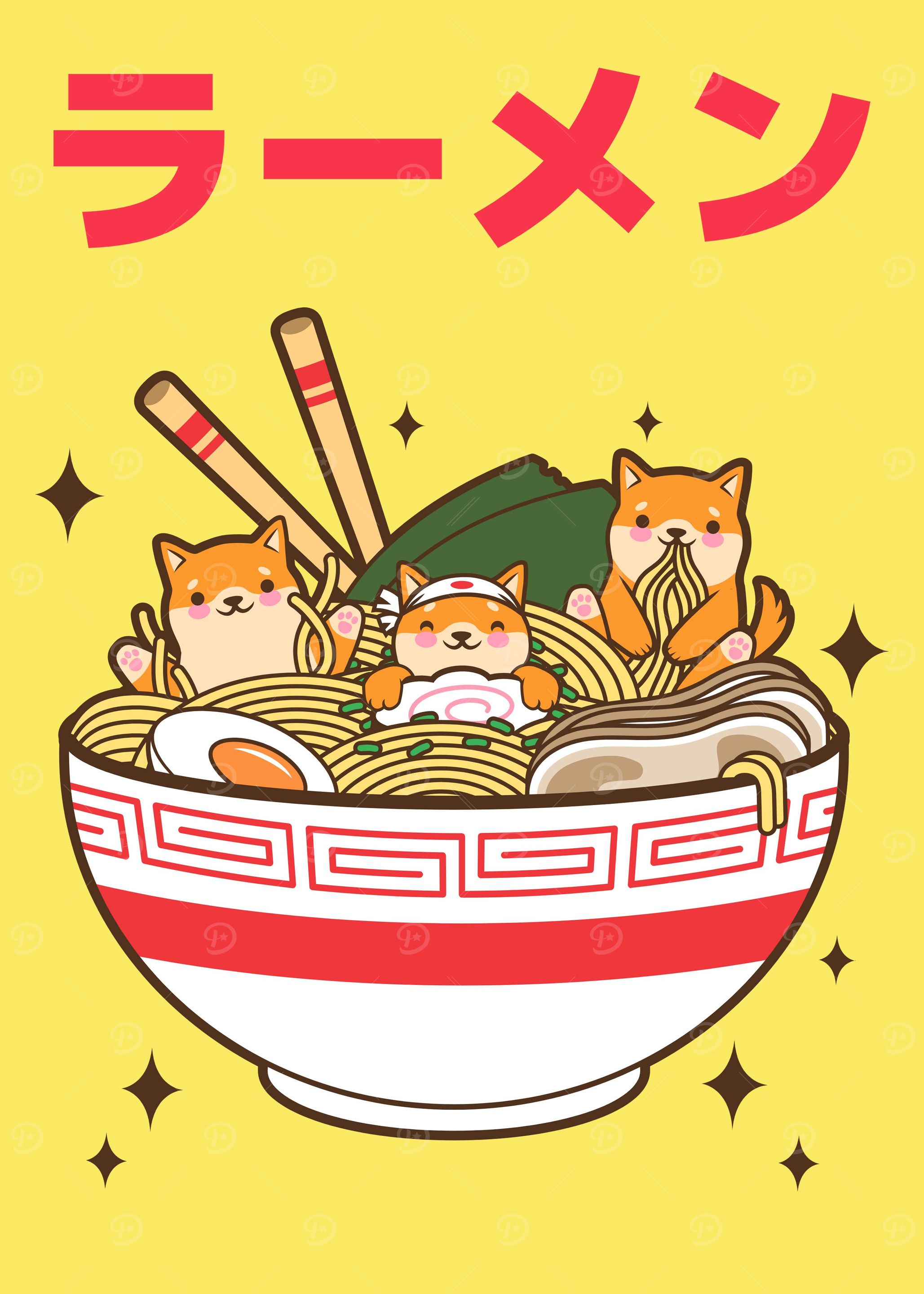 Funny Cats in Ramen Food