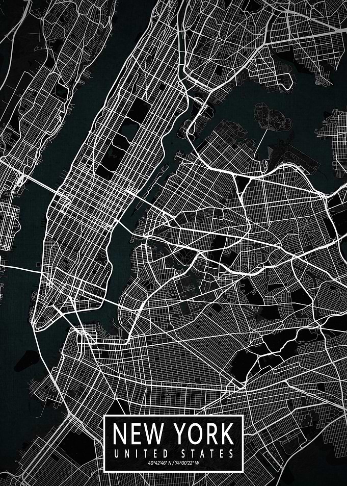 New York City Map Dark