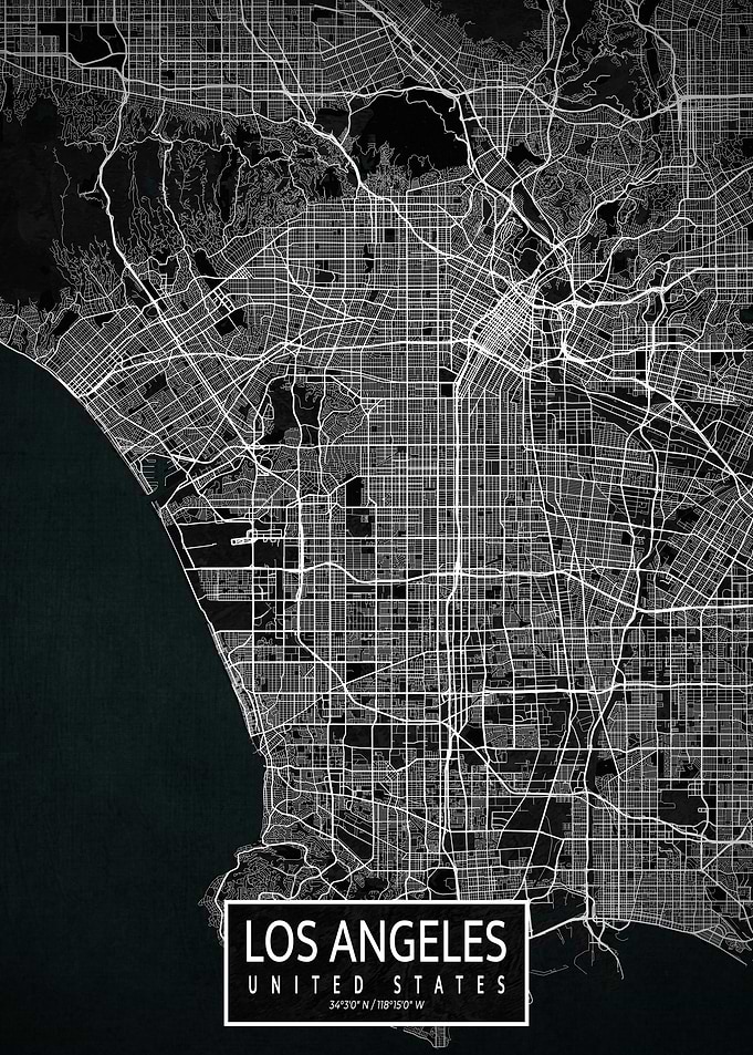 Los Angeles City Map Dark