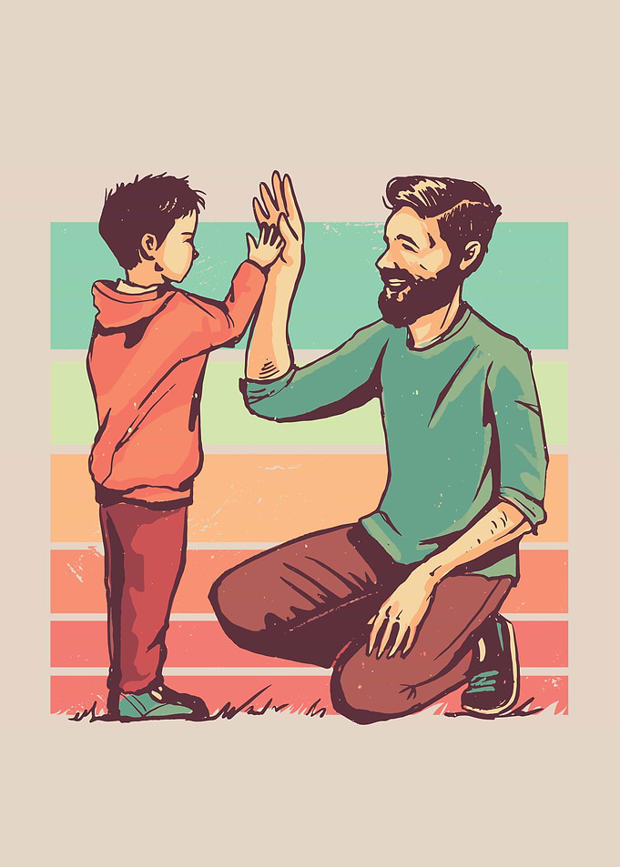 Retro fathers and son