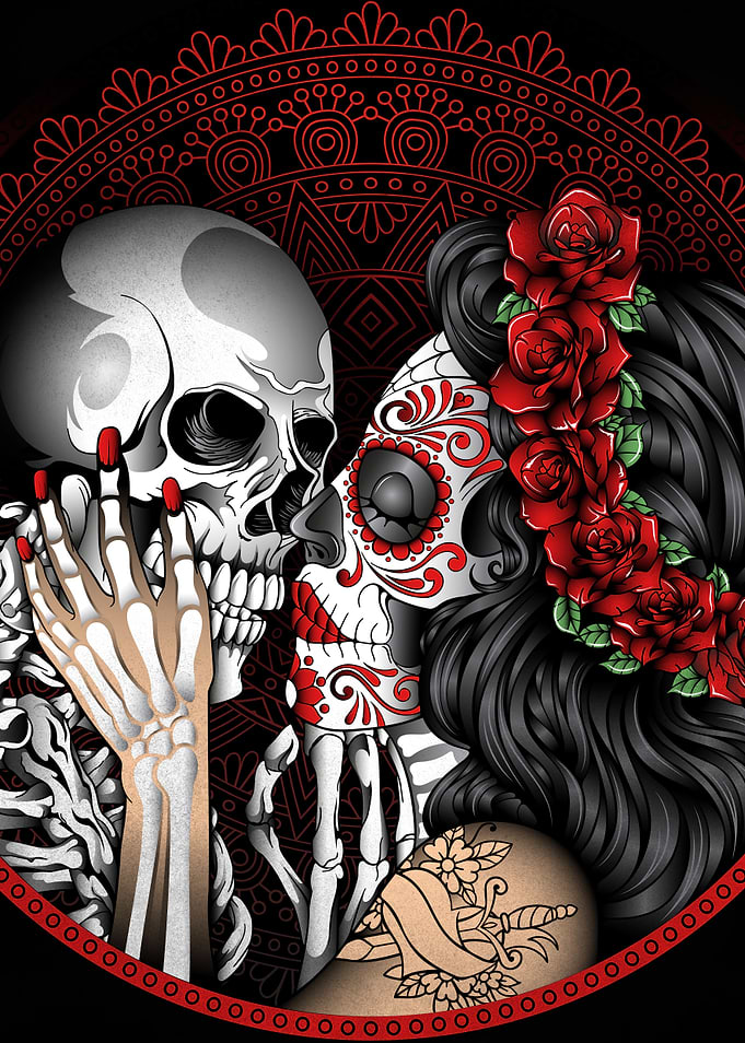 catrina skull kiss