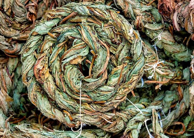 Braided dried leaves