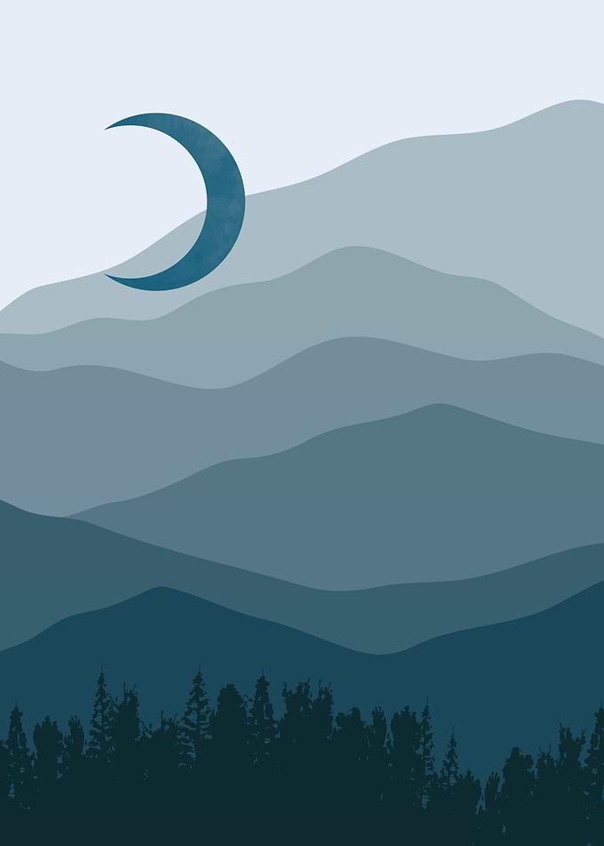 Mountain moon night view