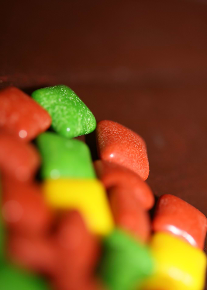 Square bubblegums close up
