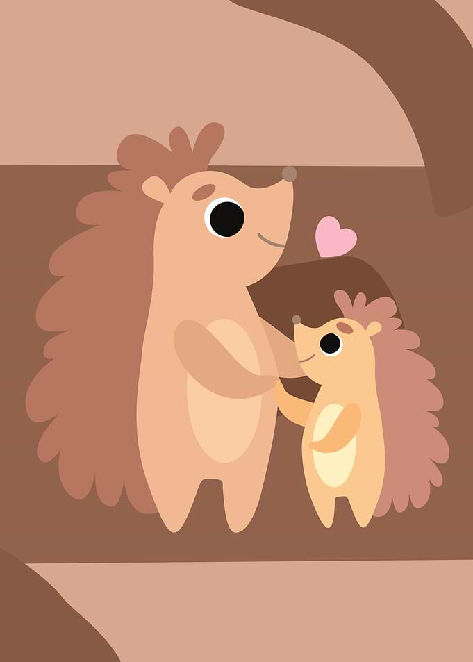 Mother and Baby Hedgehog
