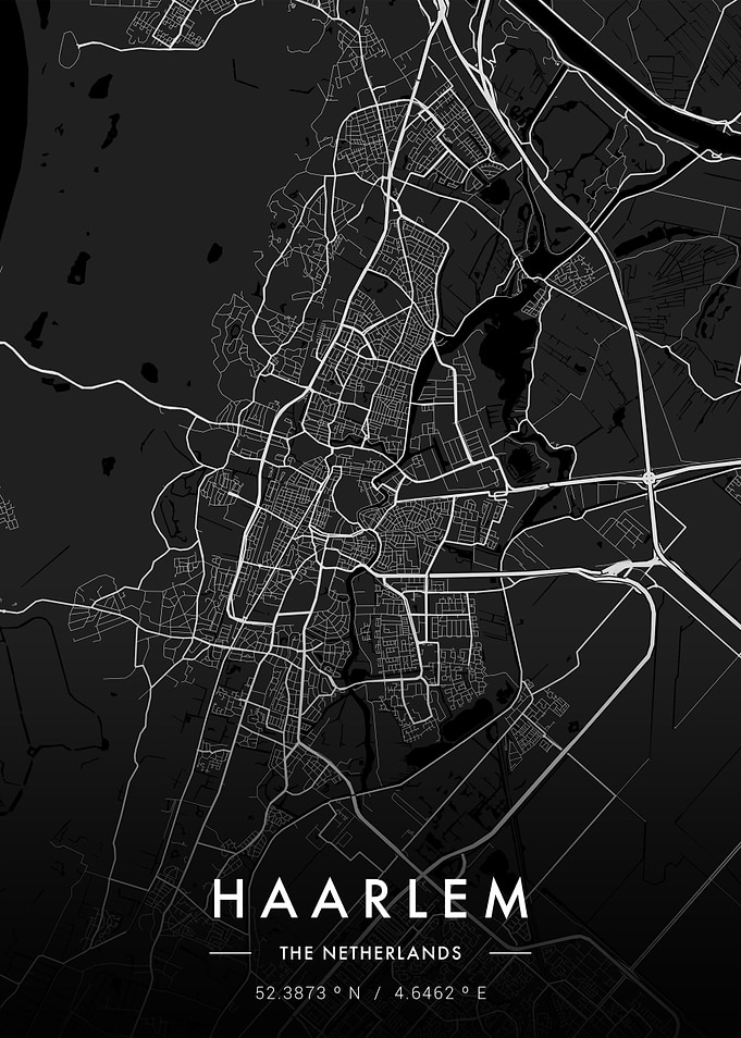 Haarlem City Map Dark