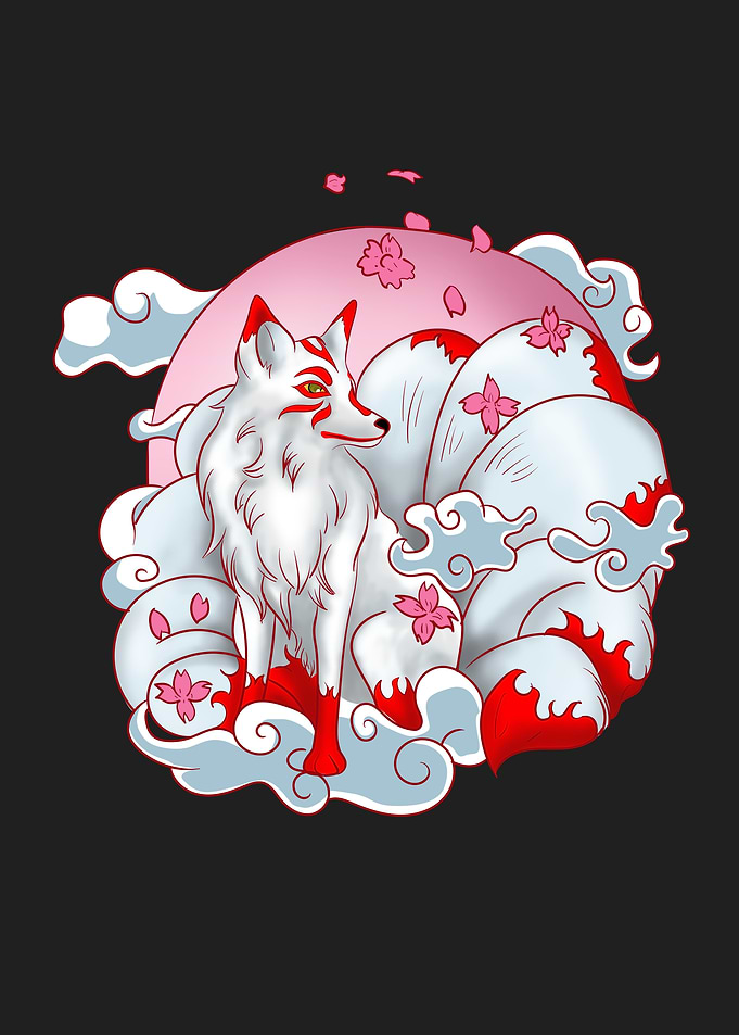 Japan Fox Moon