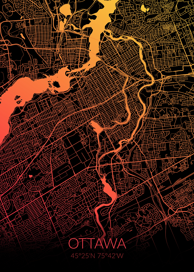 Ottawa Map Black Orange