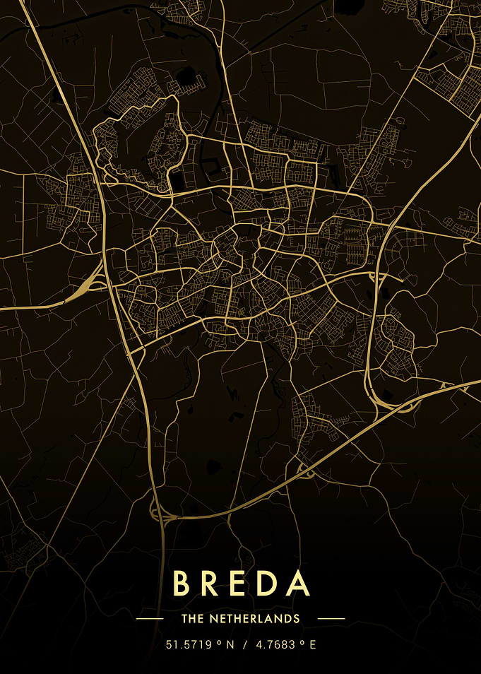 Breda City Map Gold