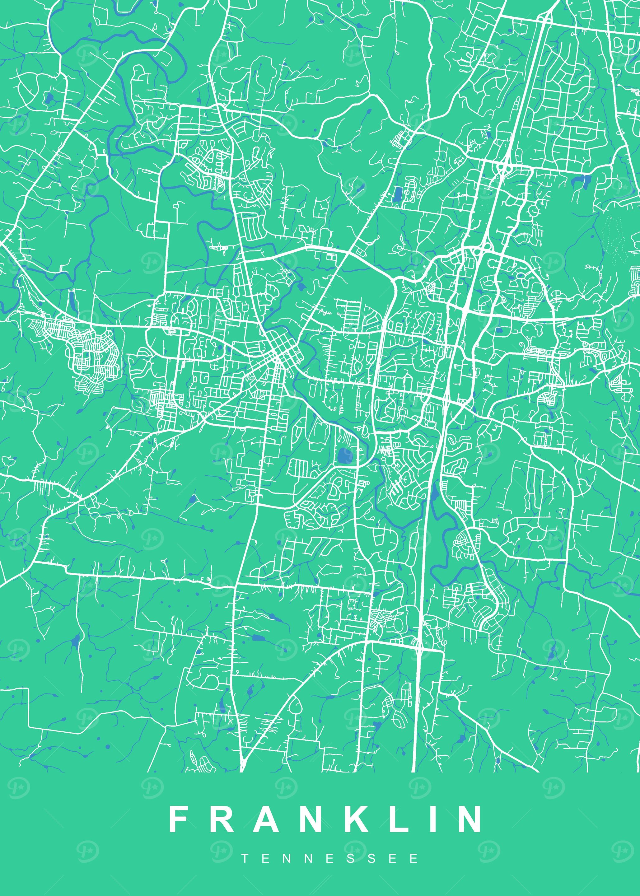 FRANKLIN Map TENNESSEE USA