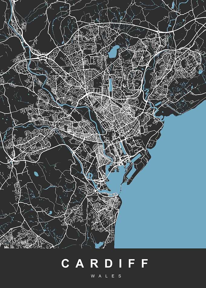CARDIFF Map WALES UK
