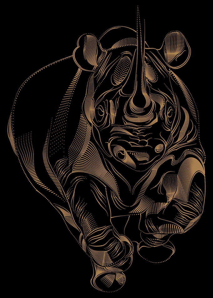 Golden Rhinoceros Art