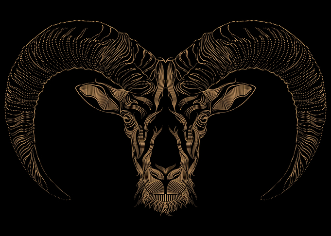 Golden Goat Animal Art