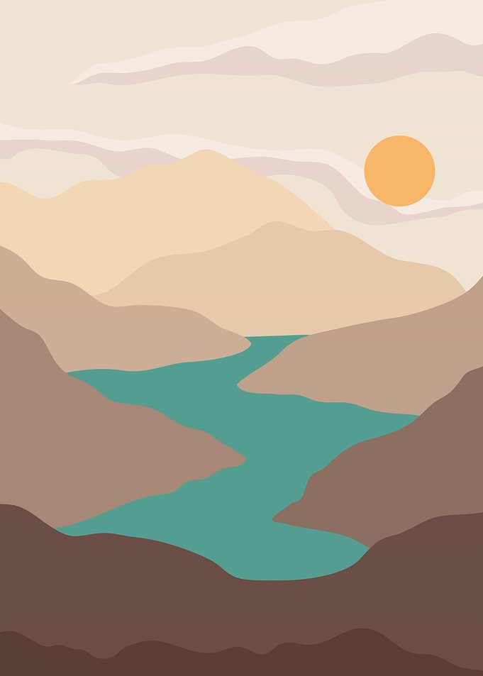 Abstract Mountain sun art