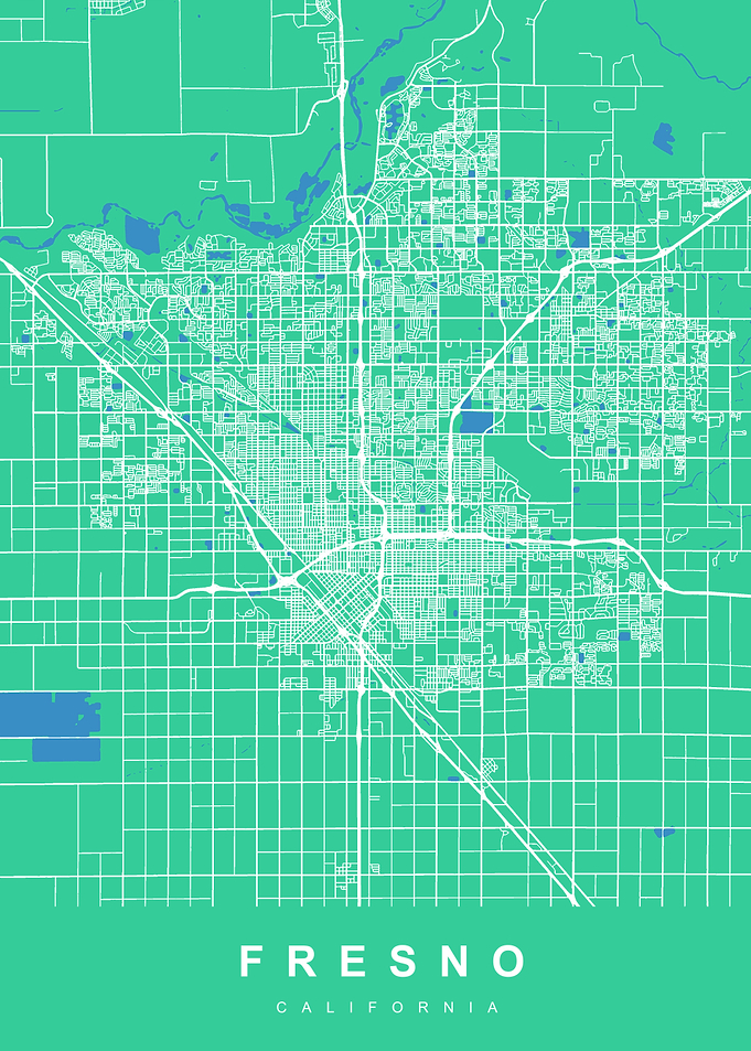 FRESNO Map CALIFORNIA USA