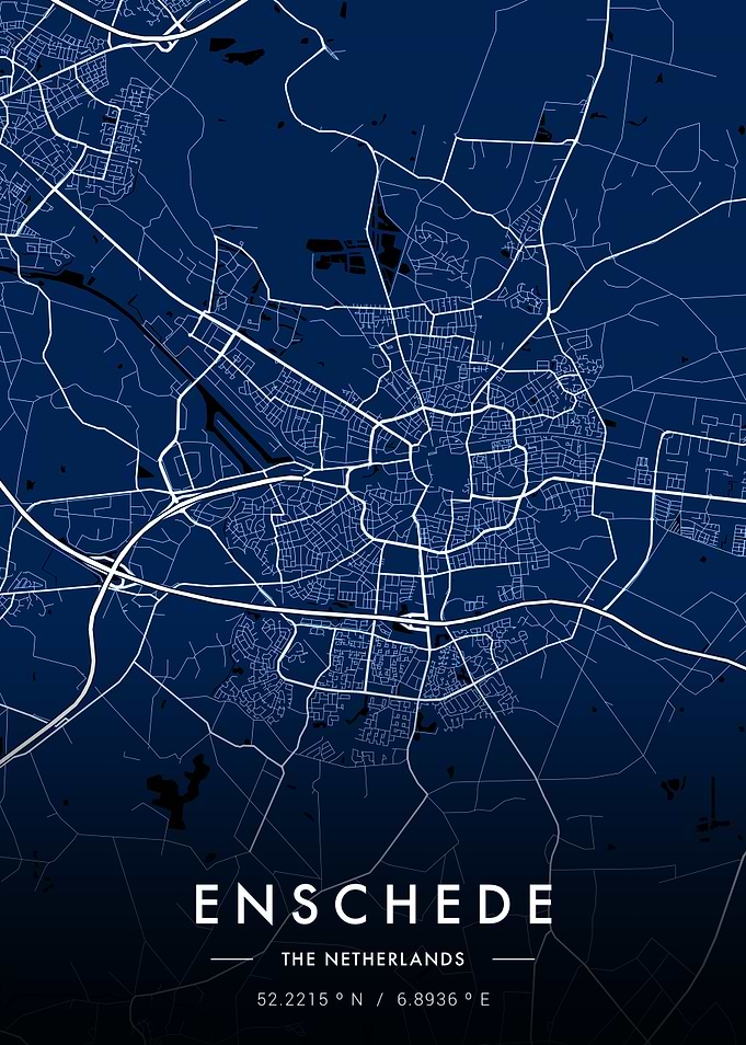 Enschede City Map Blue