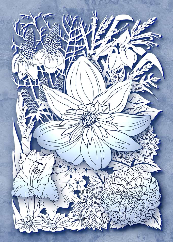 Paper cut Flowers No 1