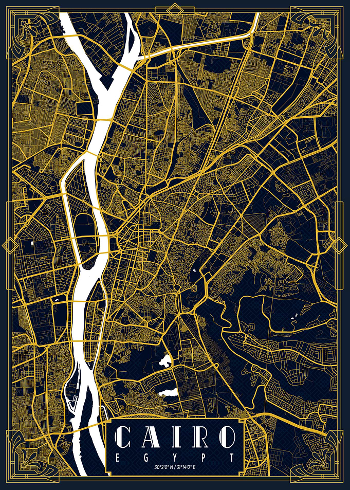 Cairo City Map Gold