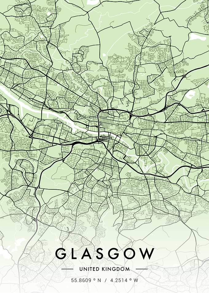 Glasgow City Map Green