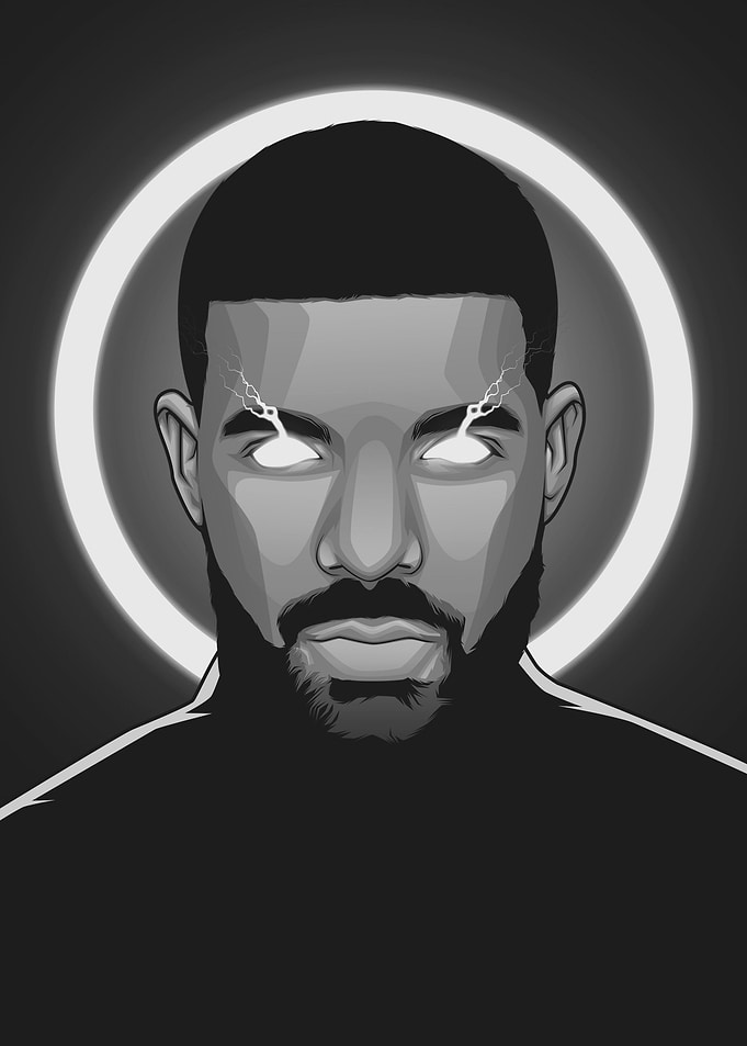 Drake Grayscale Art