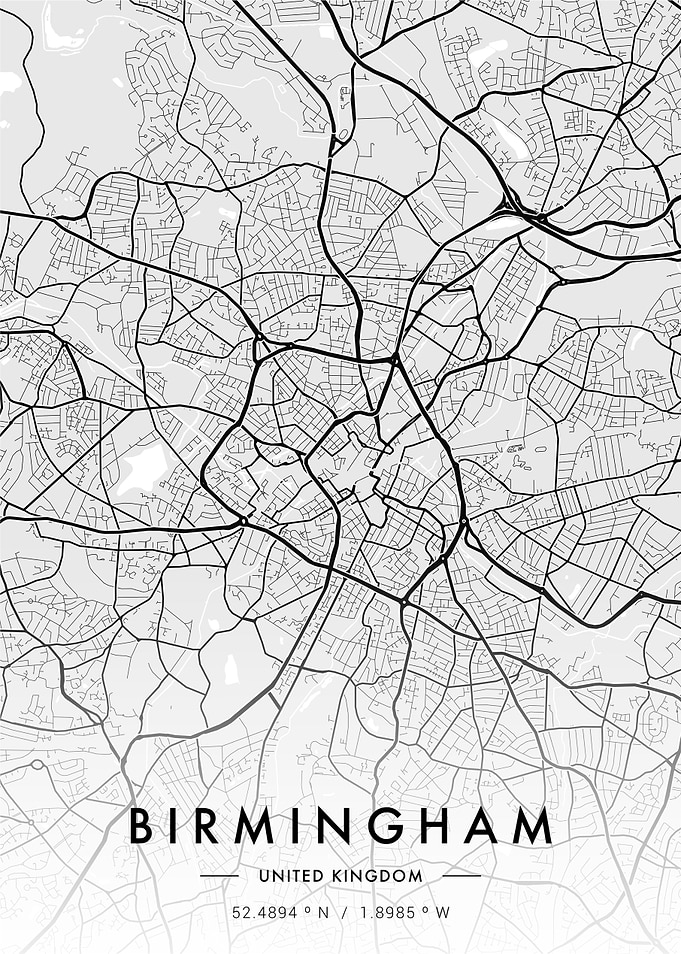 Birmingham City Map White
