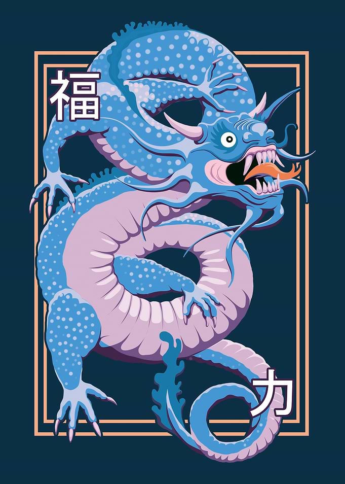 Blue Chinese Dragon