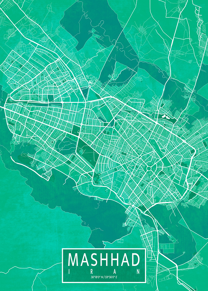 Mashhad Map Watercolor