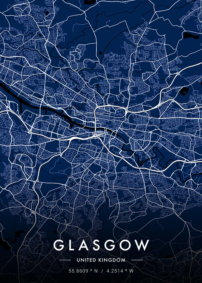 Glasgow City Map Blueprint